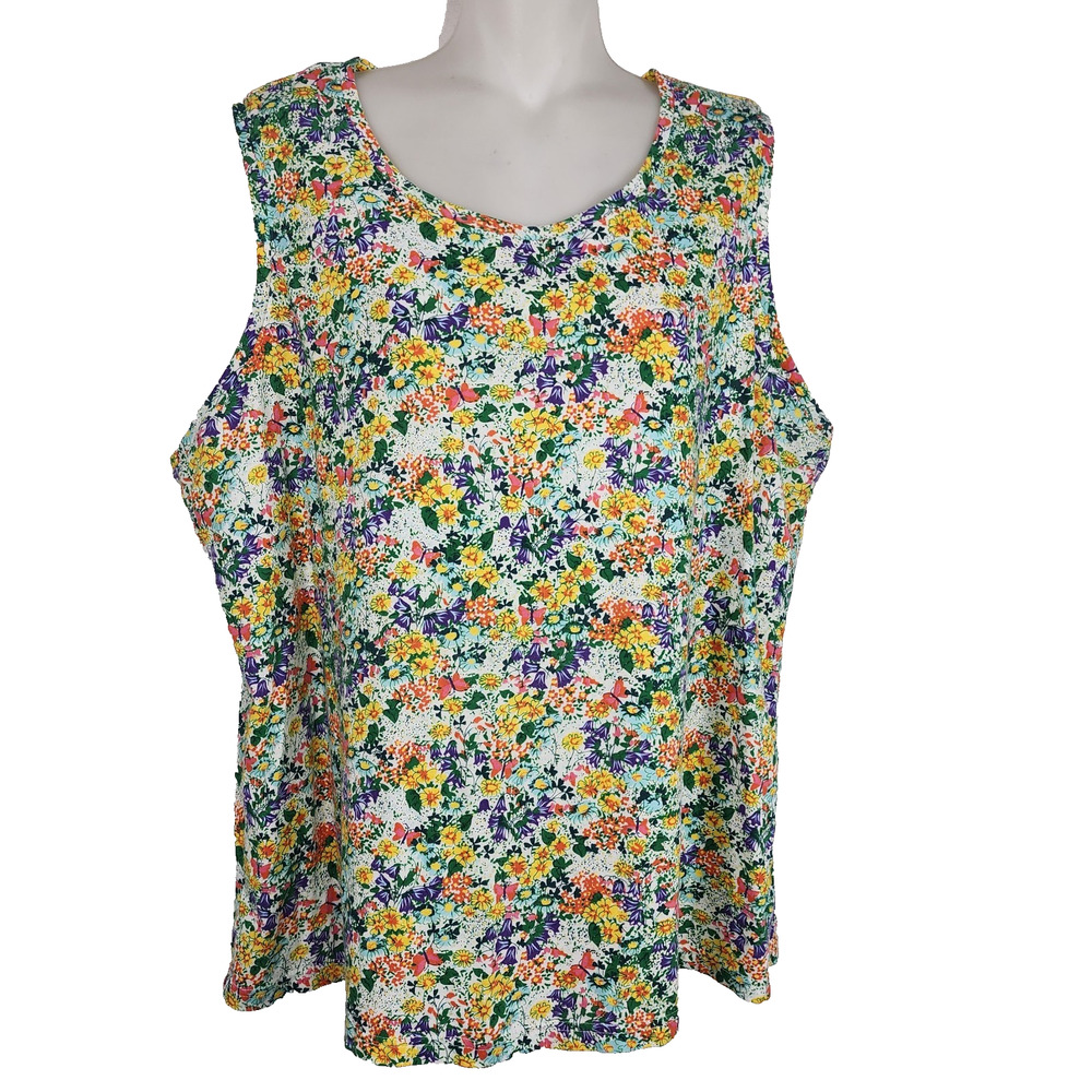 Duluth Trading Womens Lightweight Longtail T Tank Top Floral Jersey Knit XL Soft